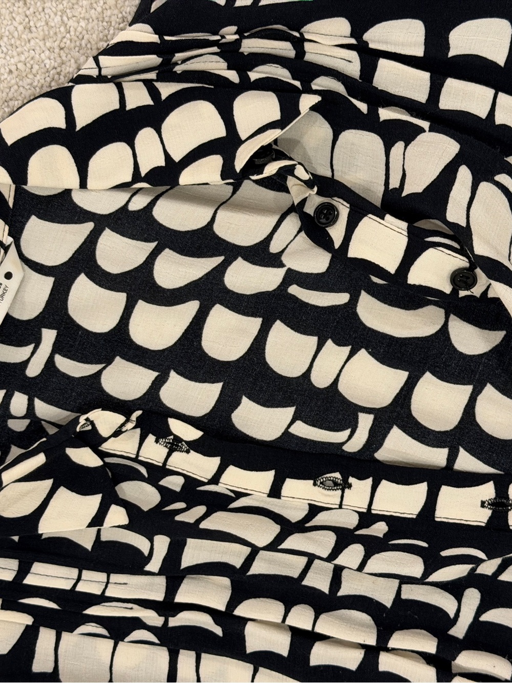 Zara Black and White Geometric Midi Dress - Picture 5 of 7